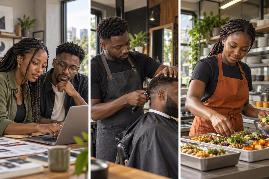 Editorial scenes of people working in different settings